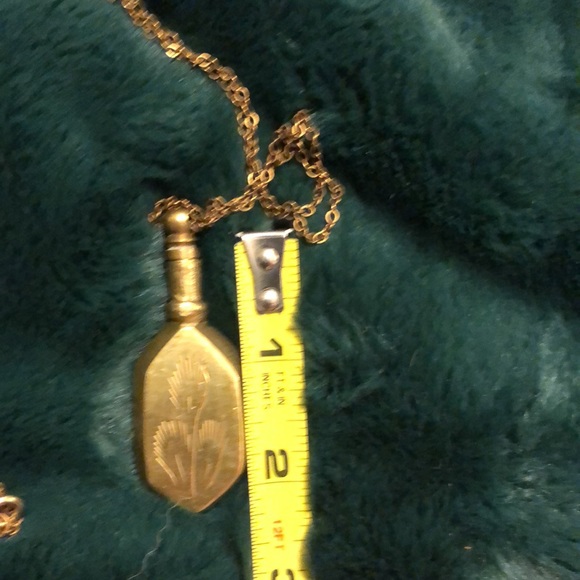 Antique Etched Brass Perfume Necklace - Picture 7 of 8